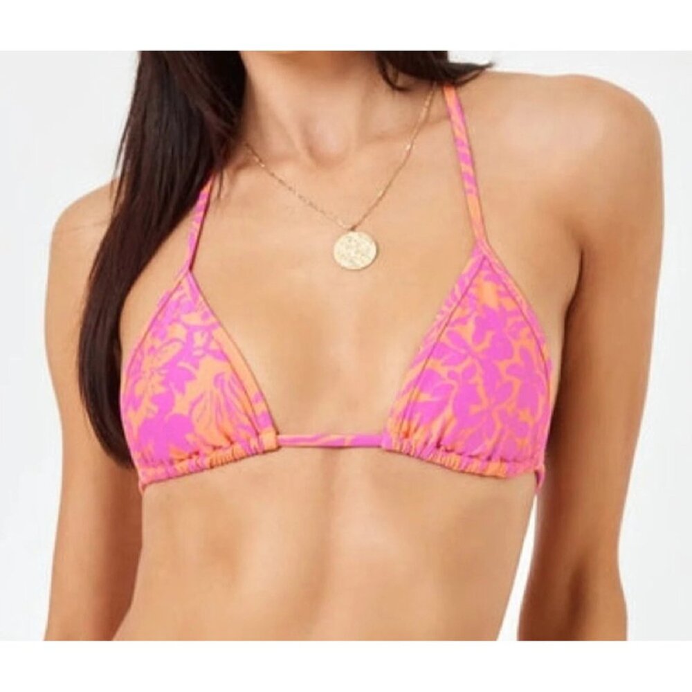 LSpace Aspen Top Bikini Triangle Swimwear S Small Orange/Pink
